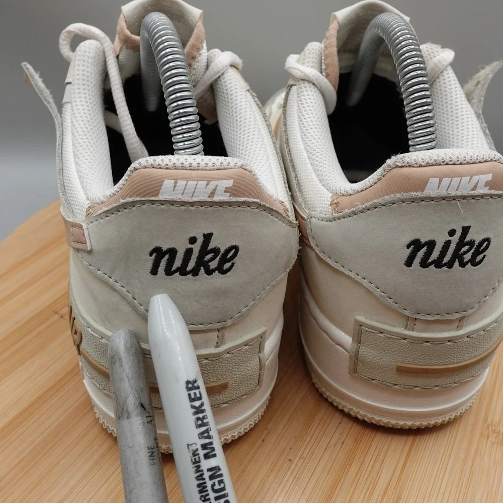 Nike Womens 9 Air Force‎ 1 Shadow Sail Hemp Fossil Light Bone CI0919-116 Flaws